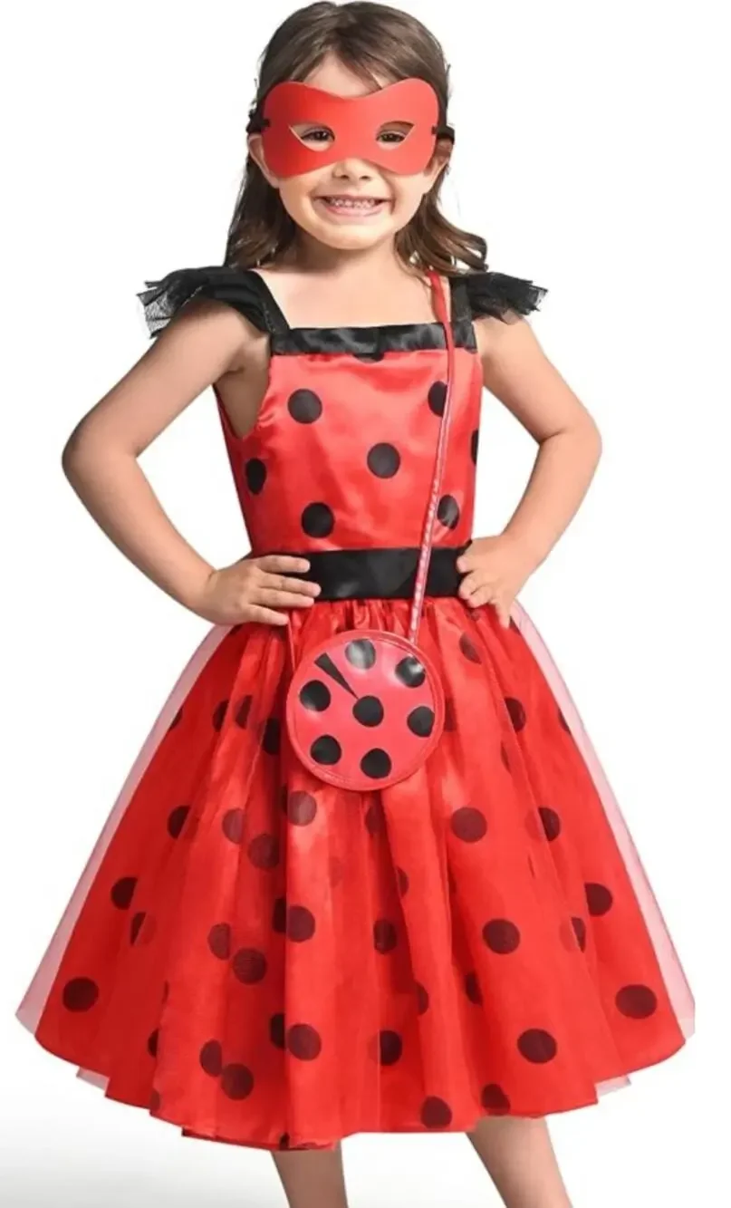 Spooktacular Creations Ladybug tutu dress sz 3T eye mask purse clip on earrings